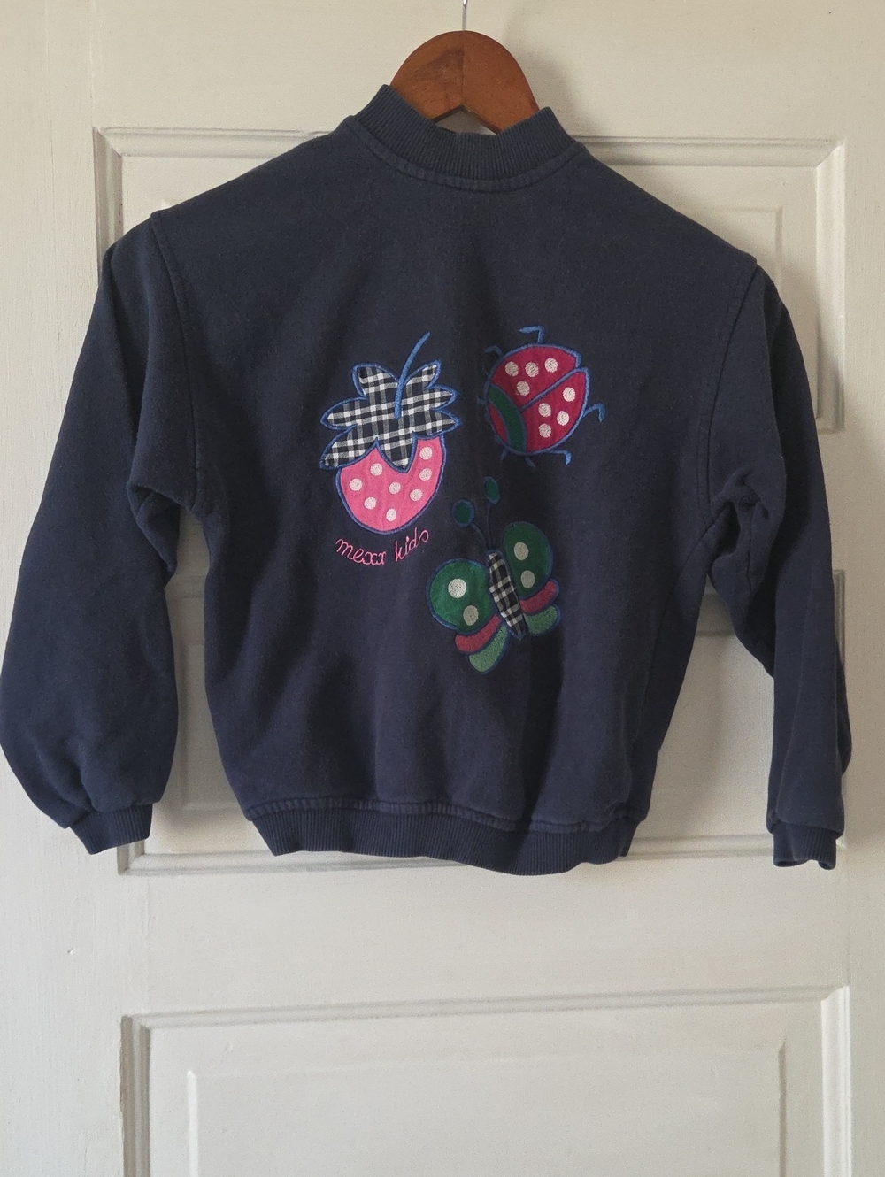 Mexx Navy Sweatshirt with Pink Strawberry, Red Ladybug & Green Butterfly